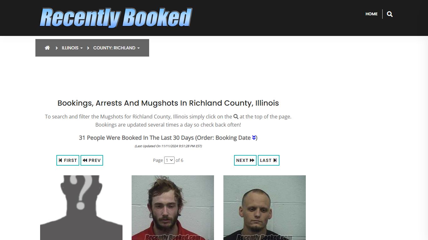 Bookings, Arrests and Mugshots in Richland County, Illinois